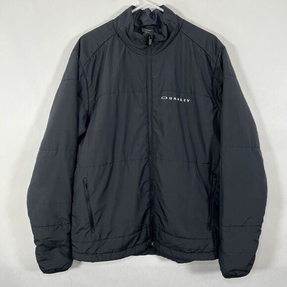 Oakley Custom Fit Full Zip Puffer Jacket Mens Size XL Black Insulated Softshell - Picture 1 of 14